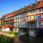 Erfurter Altstadt mit der berühmten Krämerbrücke in Thüringen, Deutschland