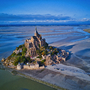 Draufsicht auf die Bucht von Mont Saint Michel in der Normandie