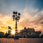 Semperoper in Dresden im Sonnenuntergang